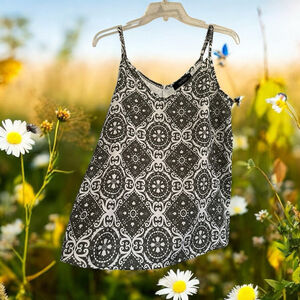 TECREW Southwestern V Neck Tank Top Sleeveless Blouse Womens M Green Cowgirl